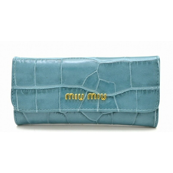 Miu Miu 6-Row Key Case Embossed Leather Emerald Green - Picture 1 of 3